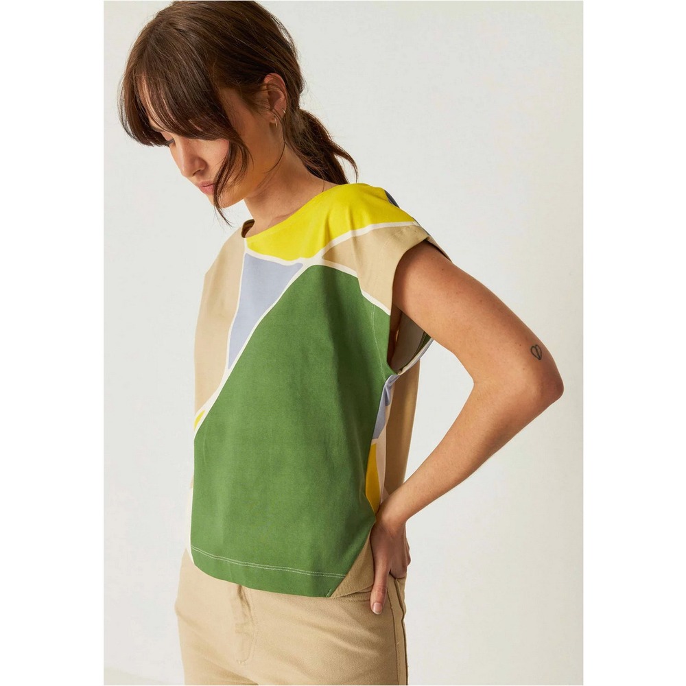 SKFK Eider Patches Regenerative Eco Cotton Boxy Multi Graphic Tee Shirt US 4